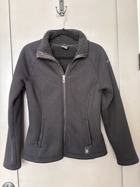 Spyder Women's Charcoal Gray Sherpa-Lined Zip Jacket